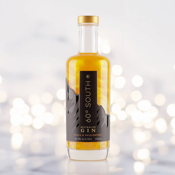 Bottle of Peach & Passionfruit 60º South Glitter Gin