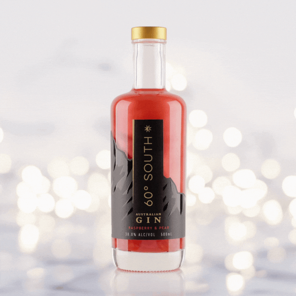 Bottle of Raspberry & Pear 60º South Glitter Gin