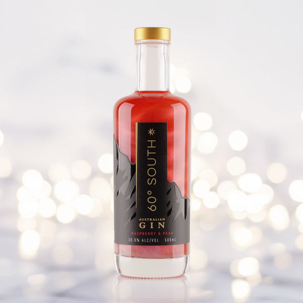 Bottle of Raspberry & Pear 60º South Glitter Gin