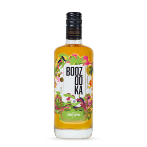 Boozooka Crisp Apple Flavoured Vodka bottle with colourful label on a white background