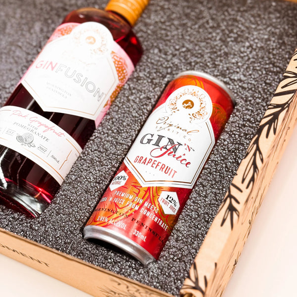 Close-up image of the Original Spirit Co. Grapefruit Gin & Juice can within the Celebration Gift box