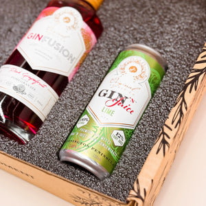 Close-up image of the Original Spirit Co. Lime Gin & Juice can within the Celebration Gift box