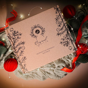 Original Spirit Co Christmas Gin Gift Box displayed in closed packaging with holiday-themed design.